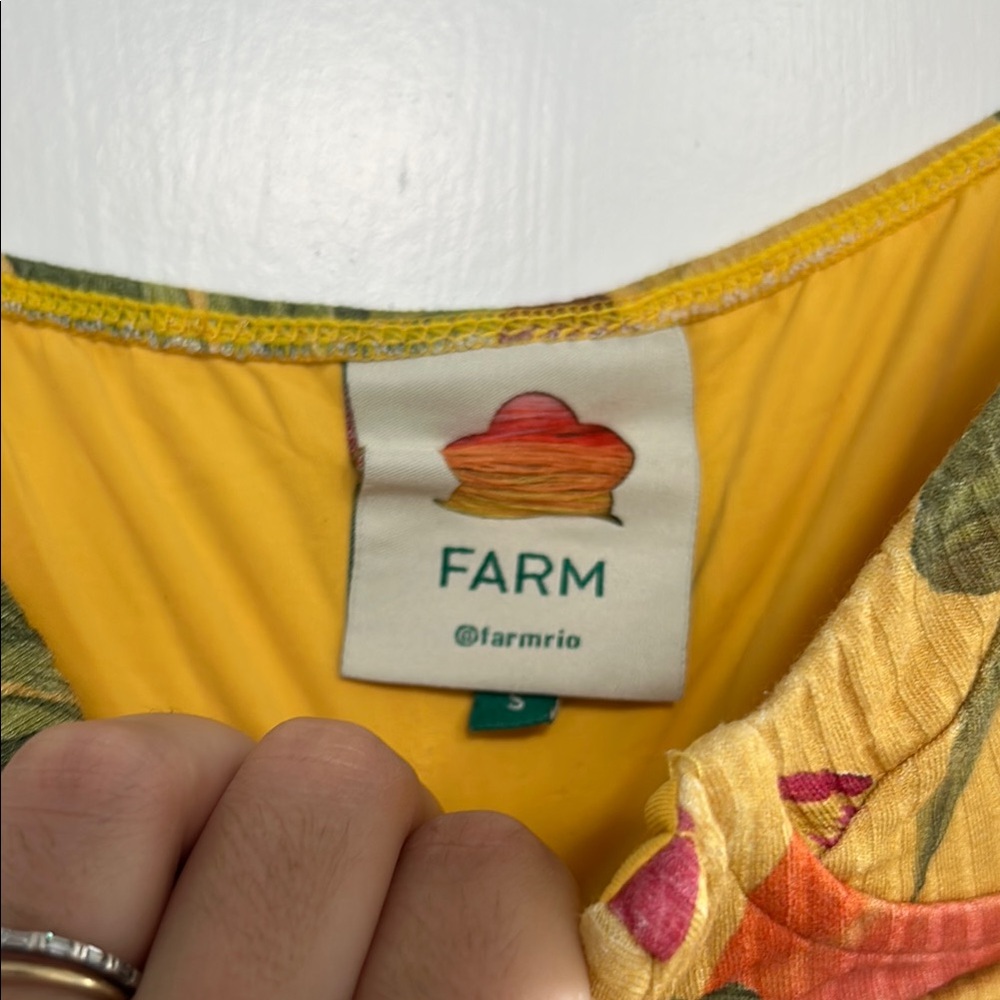 FARM Rio Yellow Floral Ribbed Bodysuit - Picture 2 of 3